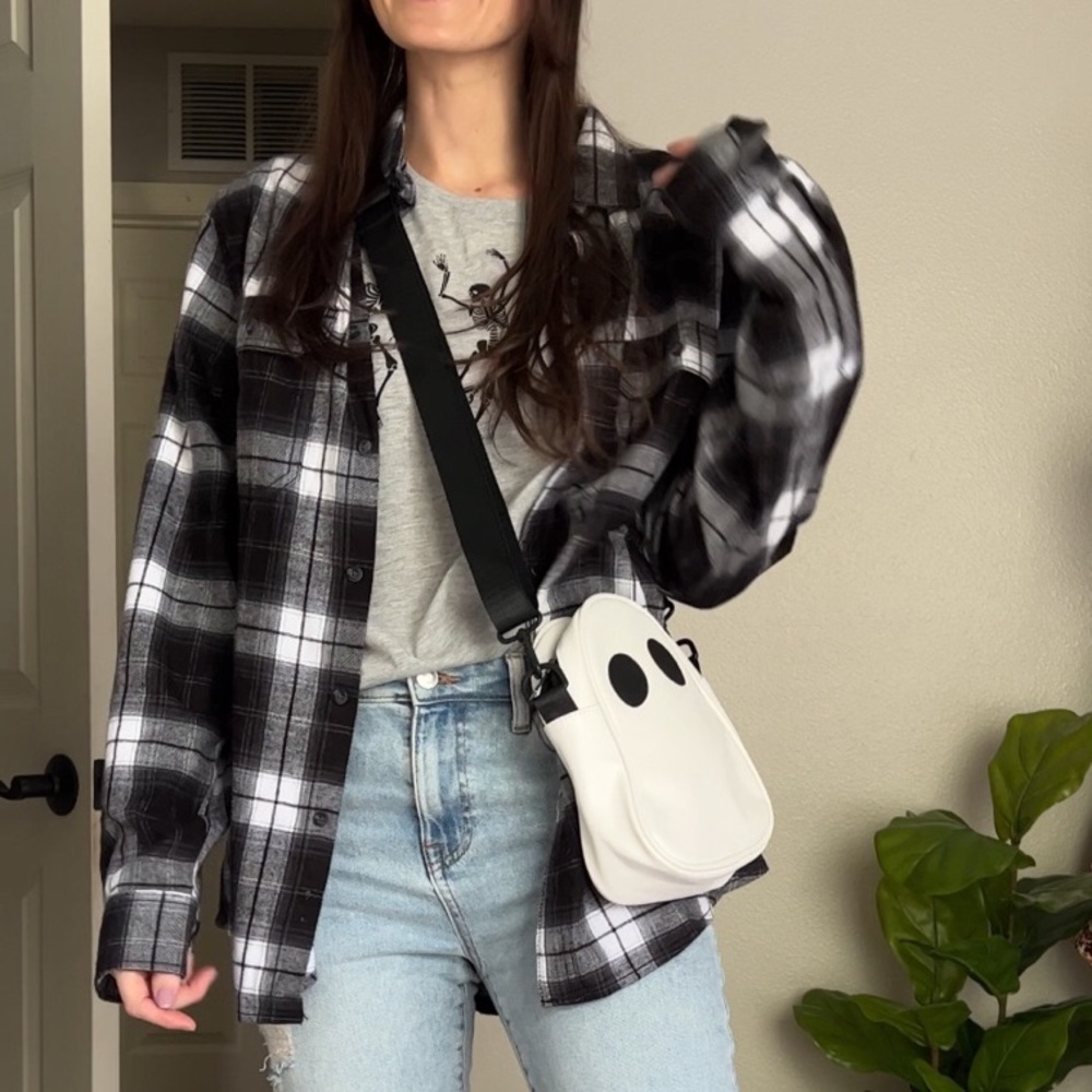 Plaids shacket women oversized jacket cardigan button shacket - Picture 1 of 3